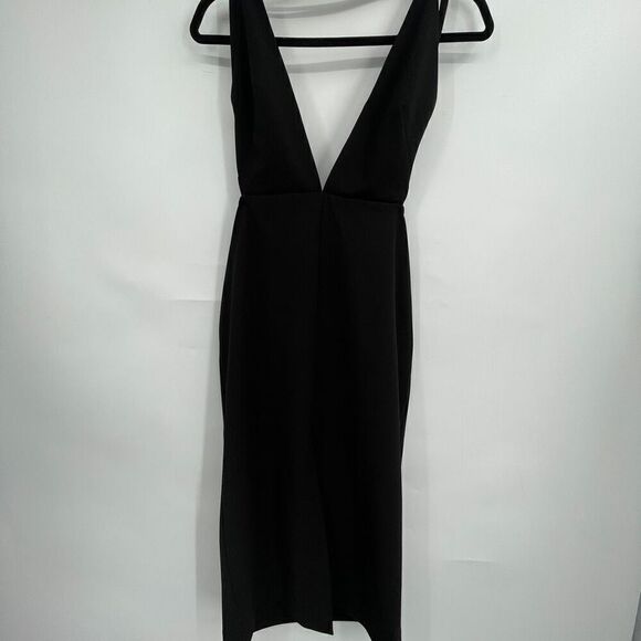 NWT Solace London Black Open Criss Cross Back Bacall Knee Length Dress Size 6 - Picture 2 of 13